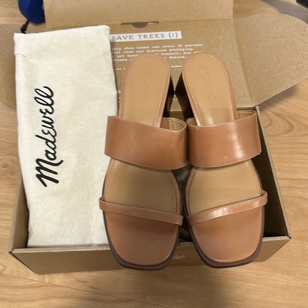 Madewell block-heel sandal mules in leather